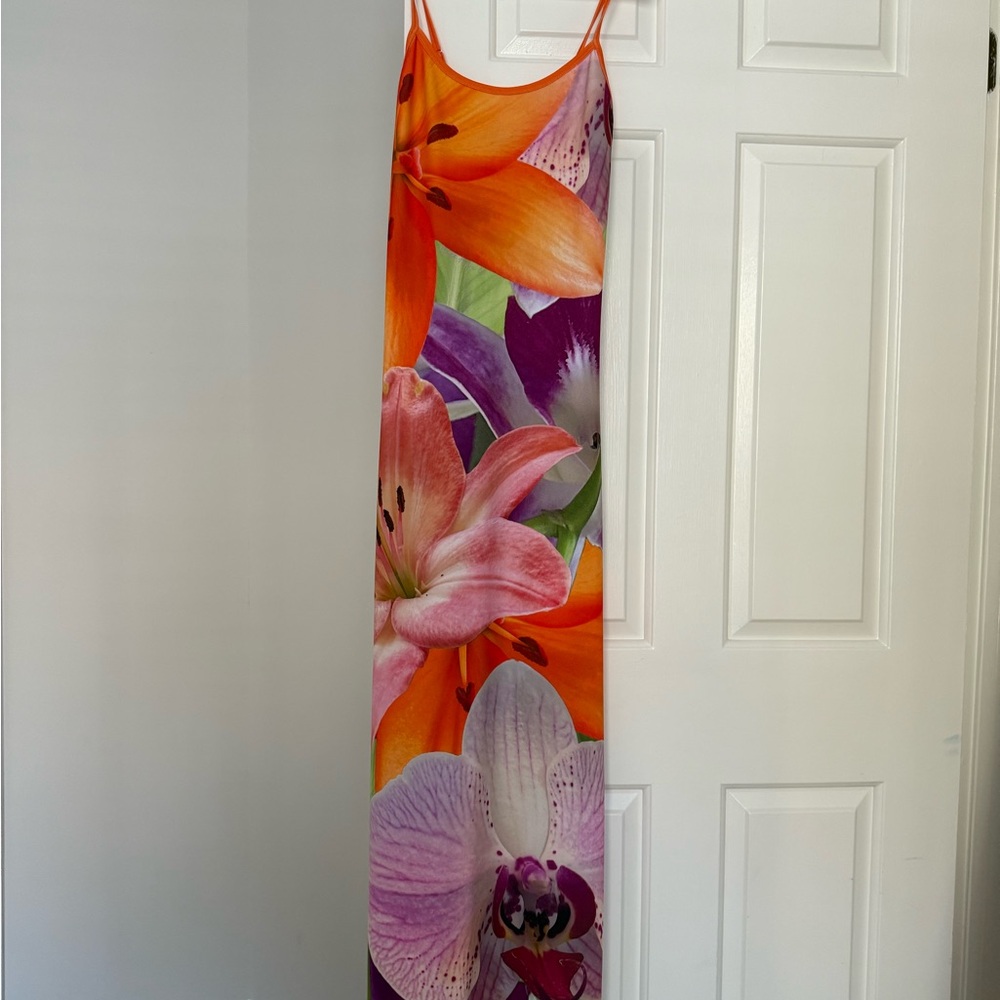 With Harper Lu Floral Maxi Dress with Spaghetti Straps